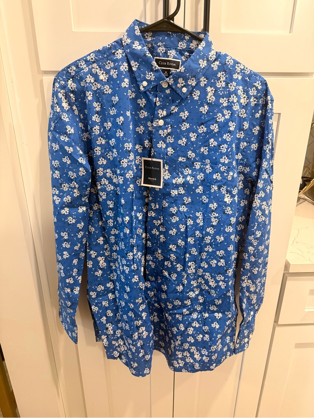 Club Room Blue Floral Button-Down Dress Shirt